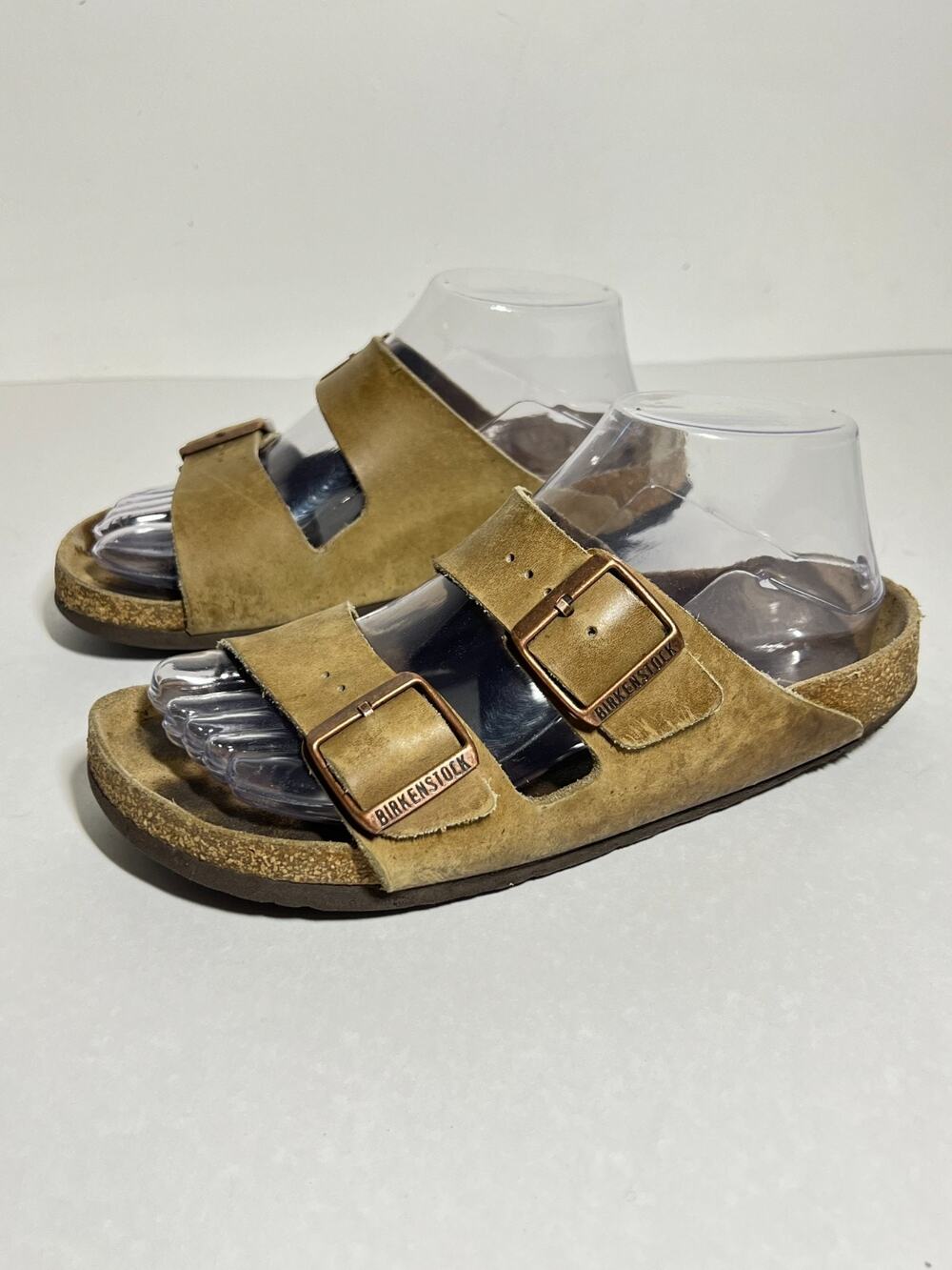 Birkenstock Tobacco Brown Leather Arizona Slip On Adjust Sandal 38 Reg-Nar 7-7.5